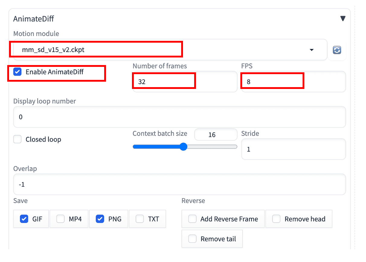 configuring animateDiff